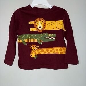 The Children's Place Red and Yellow Long Sleeve Tees with Playful Animal Design